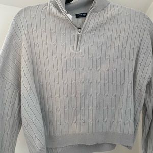 cropped cableknit 1/4 zip